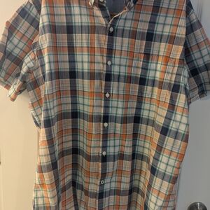 Men's Plaid Shirt - Blue and Orange